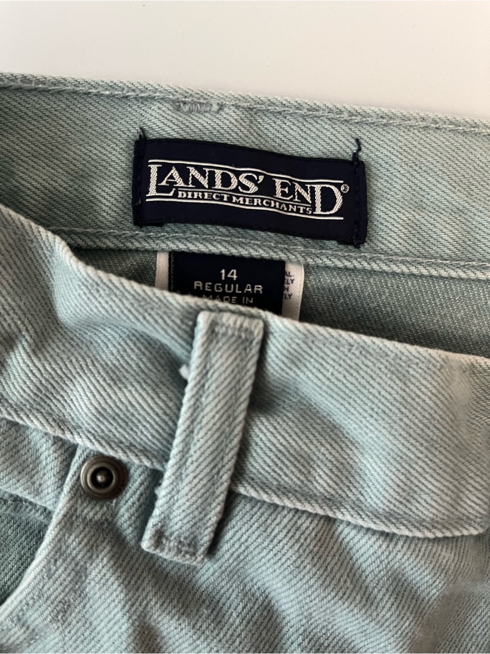 Lands' End Straight Leg Jeans in Light Mint Green